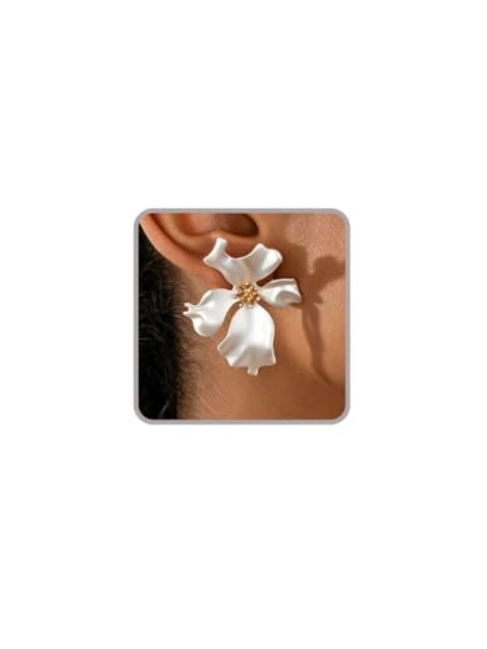 Large Petal Flower Statement Earrings Alloy Women's Floral Jewelry